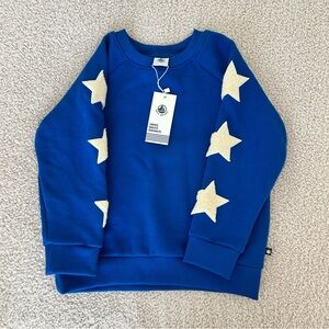 Petit Bateau Royal Blue Sweatshirt with Cream Stars Appliqués